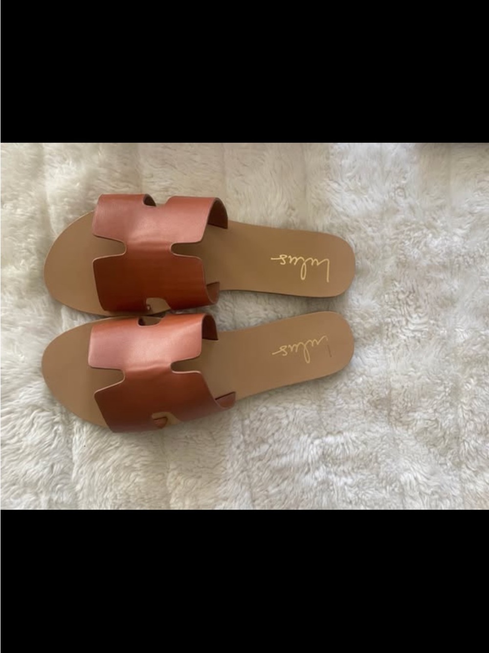 Lulu's Tan/Cognac Cutout Slide Sandals